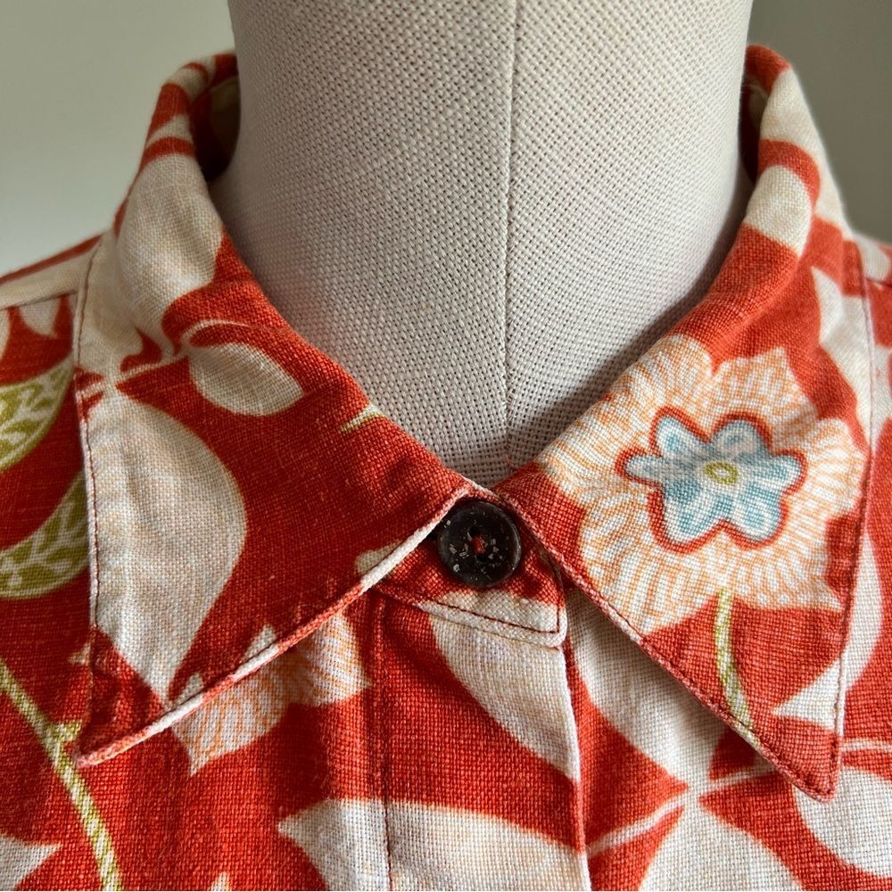 Spiegel Red/Orange Floral Button Down Shirt - Picture 5 of 16